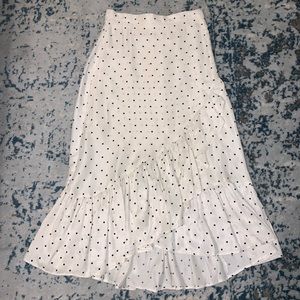 White polka dot midi skirt